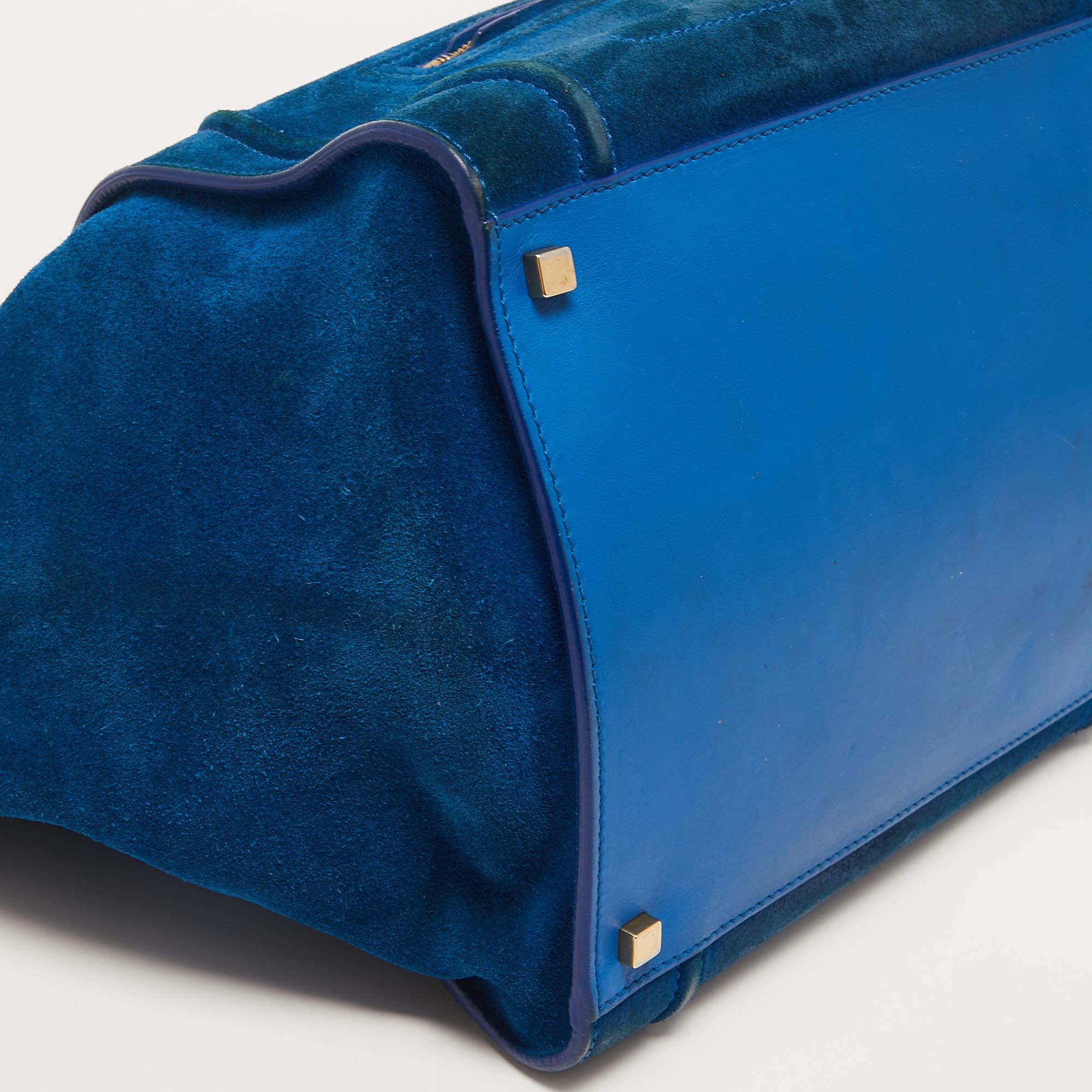 Celine Blue Leather and Suede Medium Phantom Luggage Tote 7