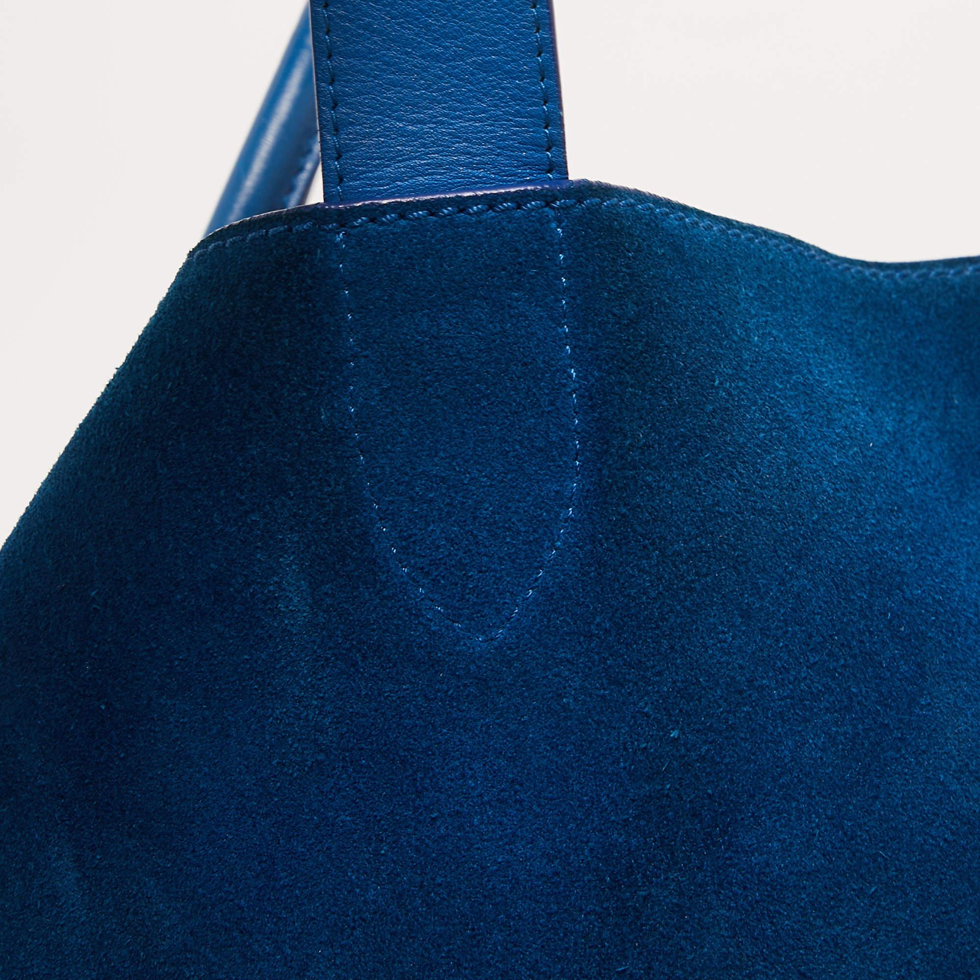 Celine Blue Leather and Suede Medium Phantom Luggage Tote 10
