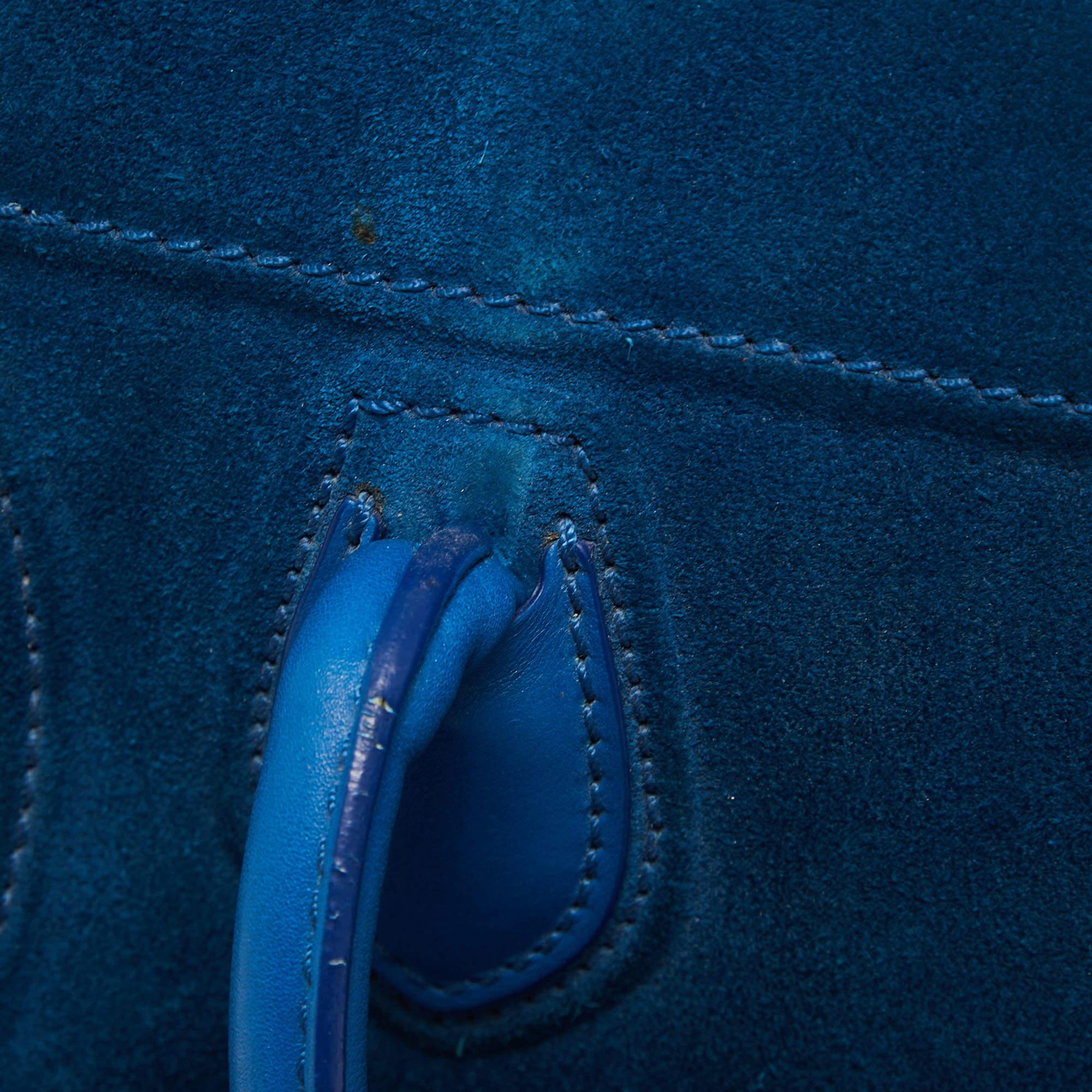 Celine Blue Leather and Suede Medium Phantom Luggage Tote 14
