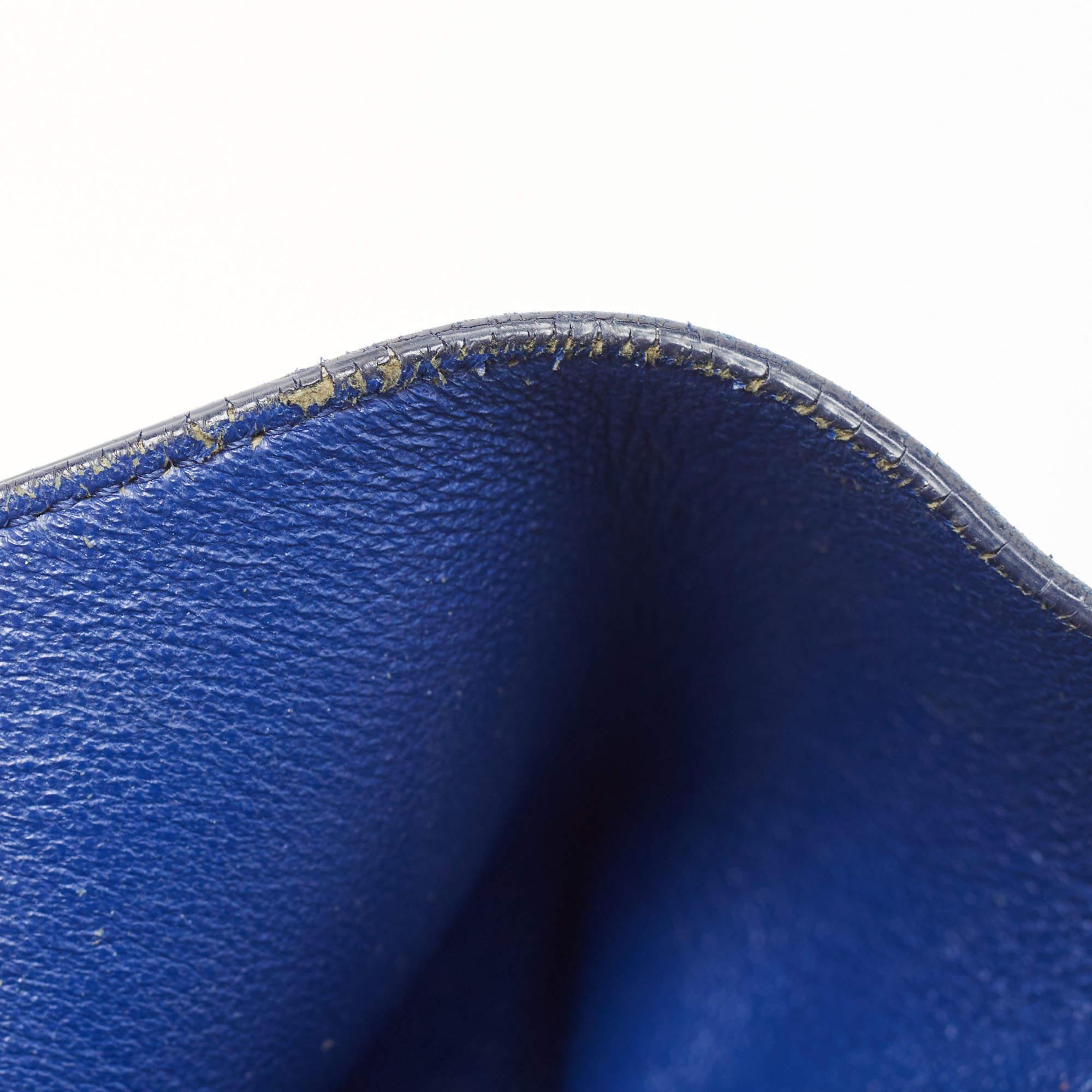 Celine Blue Leather and Suede Medium Trapeze Bag 7