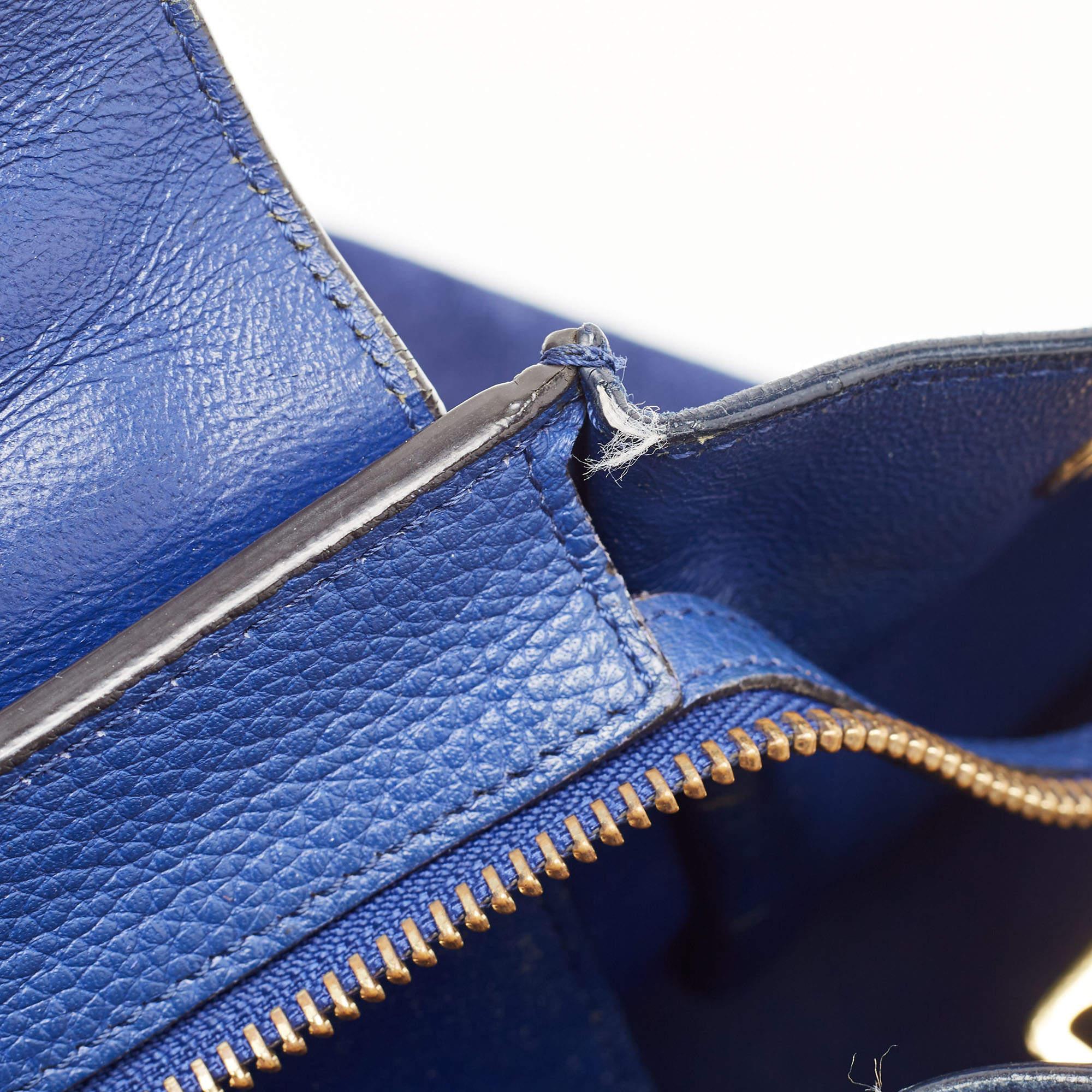 Celine Blue Leather and Suede Medium Trapeze Bag 8