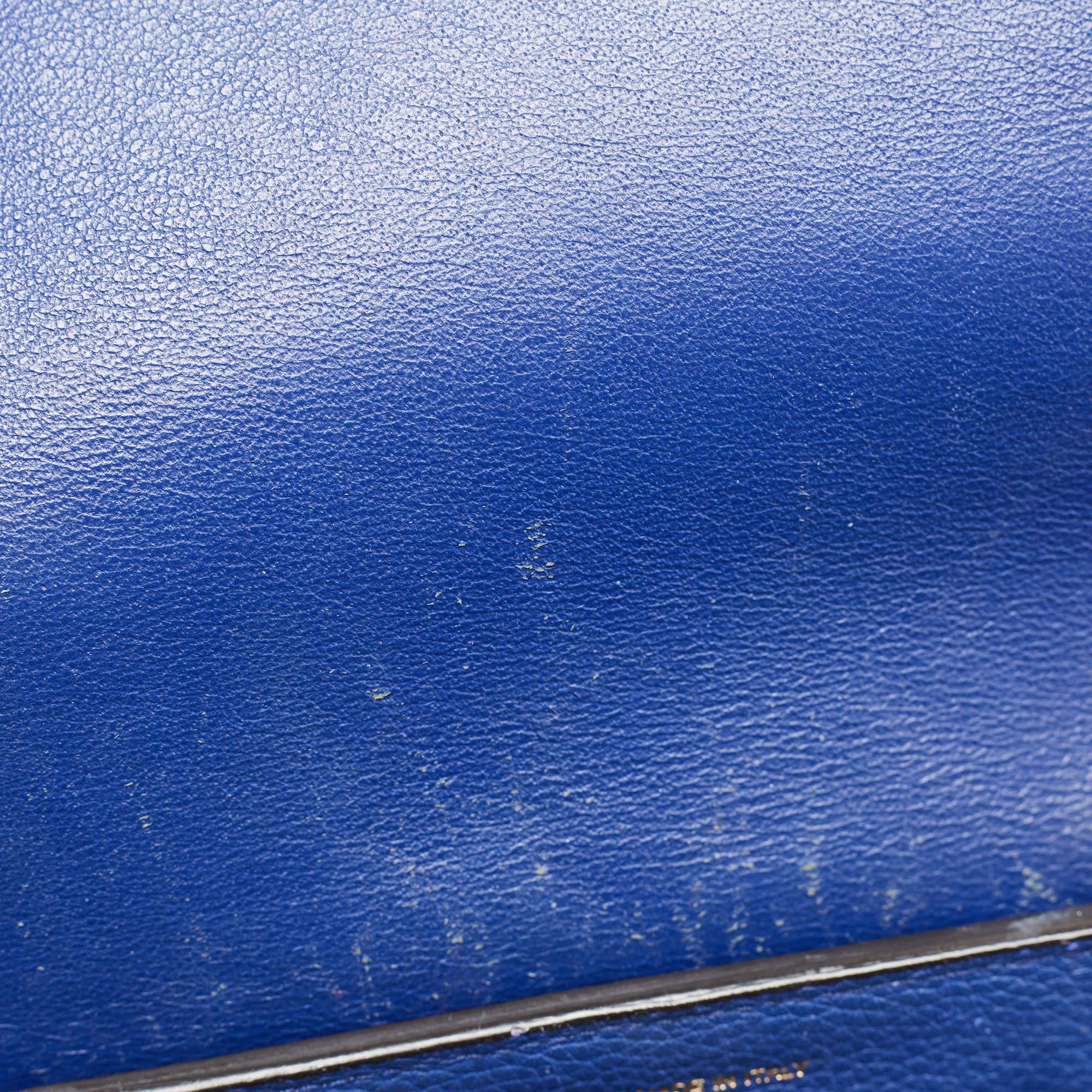 Celine Blue Leather and Suede Medium Trapeze Bag 9