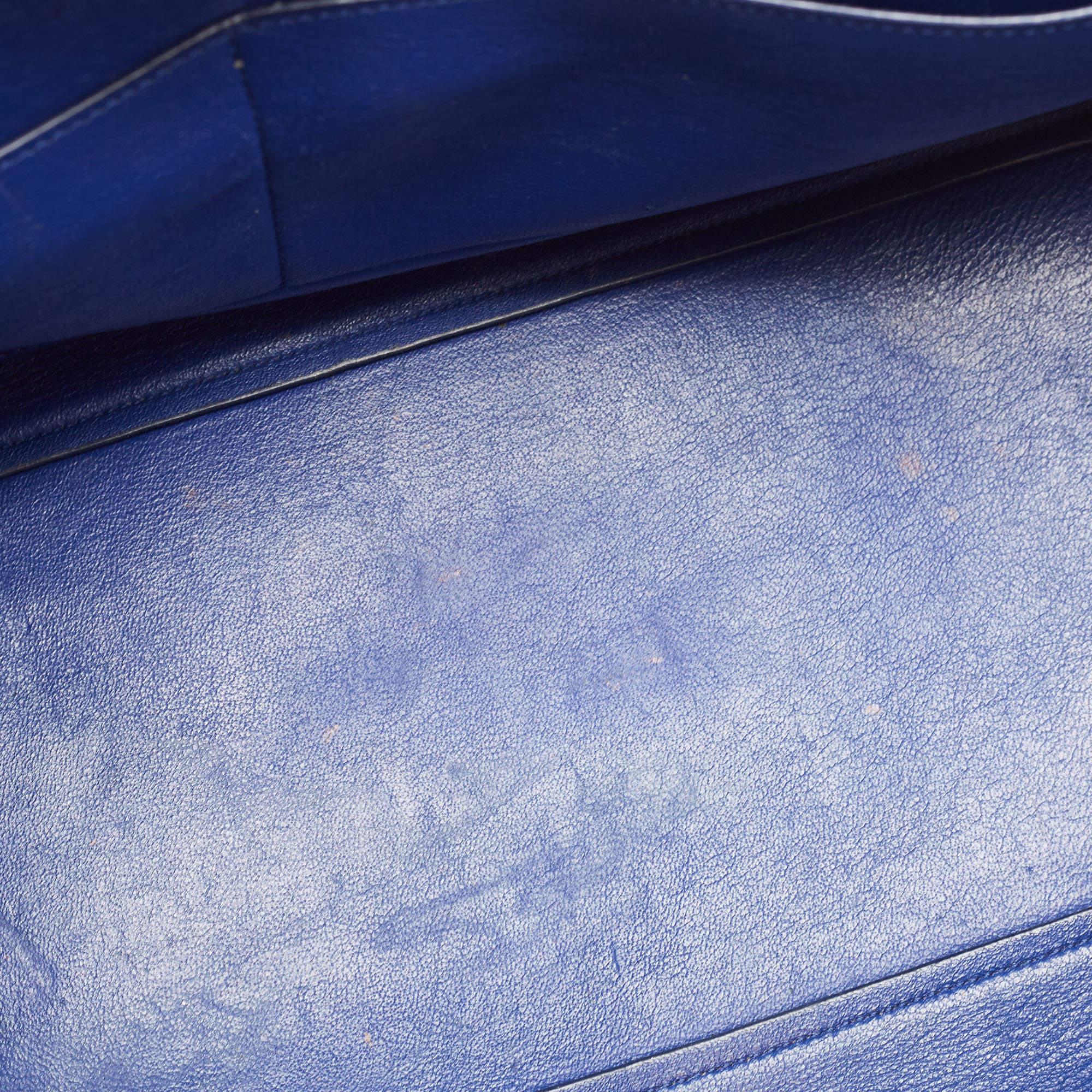 Celine Blue Leather and Suede Medium Trapeze Bag 15
