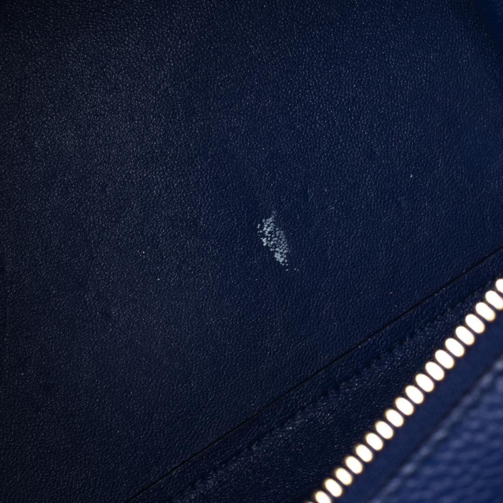 Celine Blue Leather and Suede Medium Trapeze Bag 2