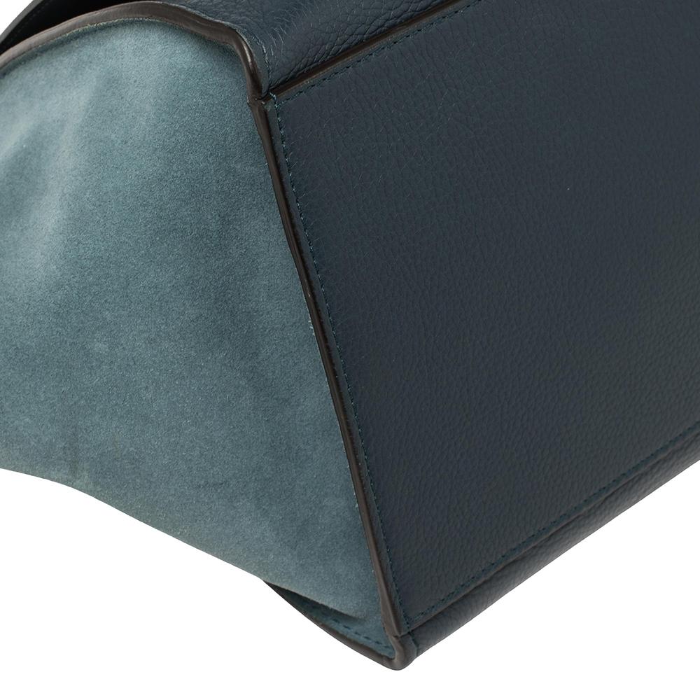 Celine Blue Leather and Suede Medium Trapeze Bag 1