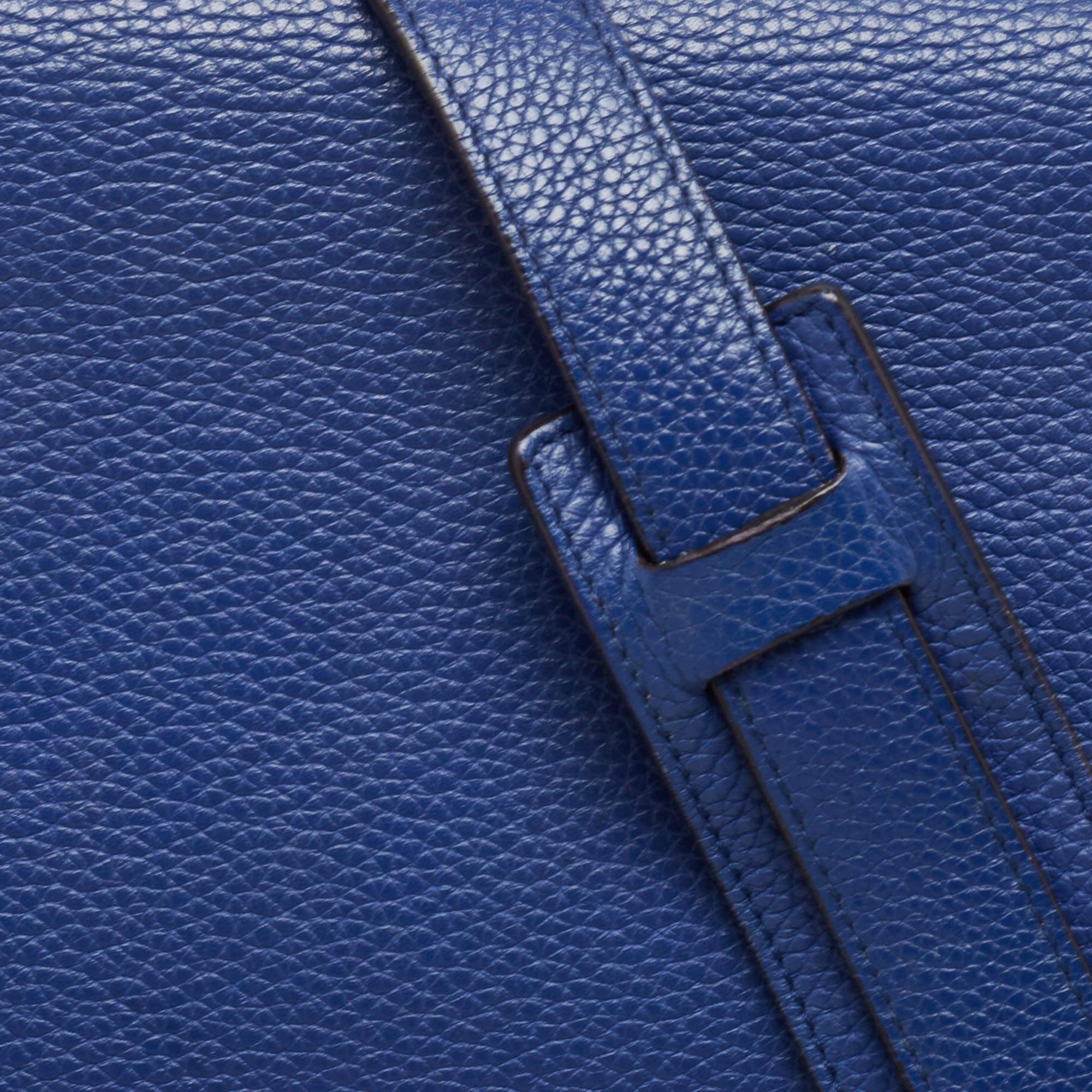 Celine Blue Leather and Suede Medium Trapeze Bag 3