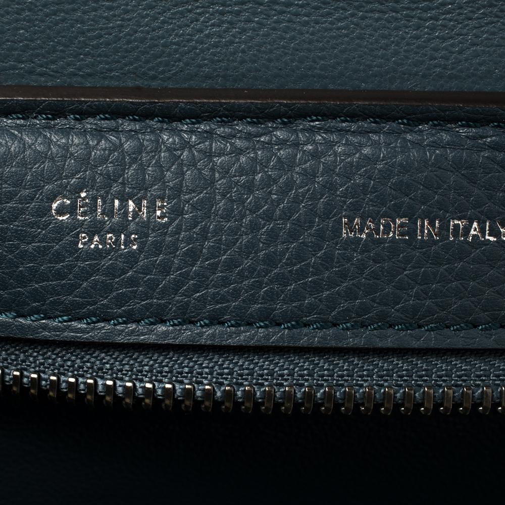 Celine Blue Leather and Suede Medium Trapeze Bag 3