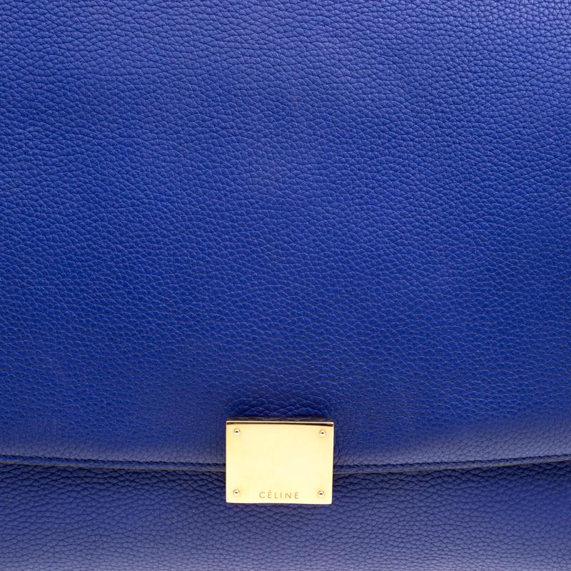 Celine Blue Leather and Suede Medium Trapeze Bag 5