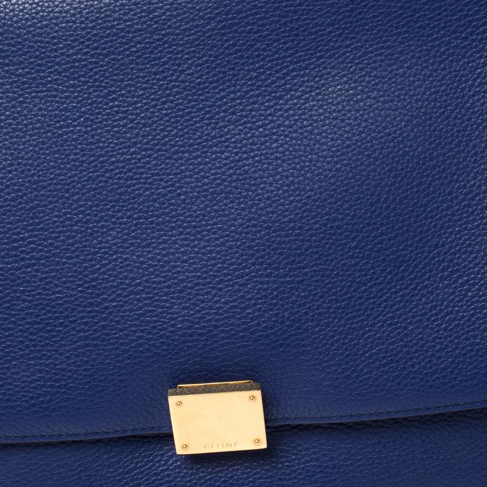 Celine Blue Leather and Suede Medium Trapeze Bag 5