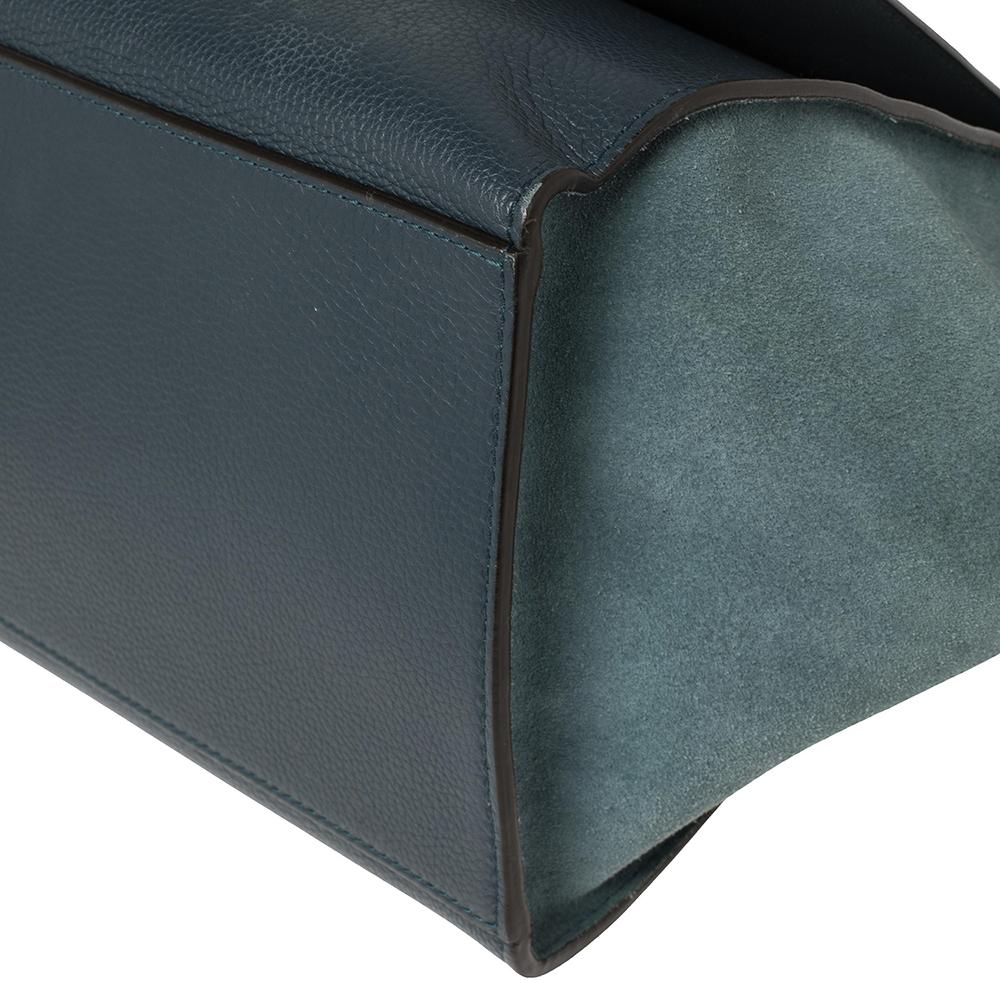 Celine Blue Leather and Suede Medium Trapeze Bag 4