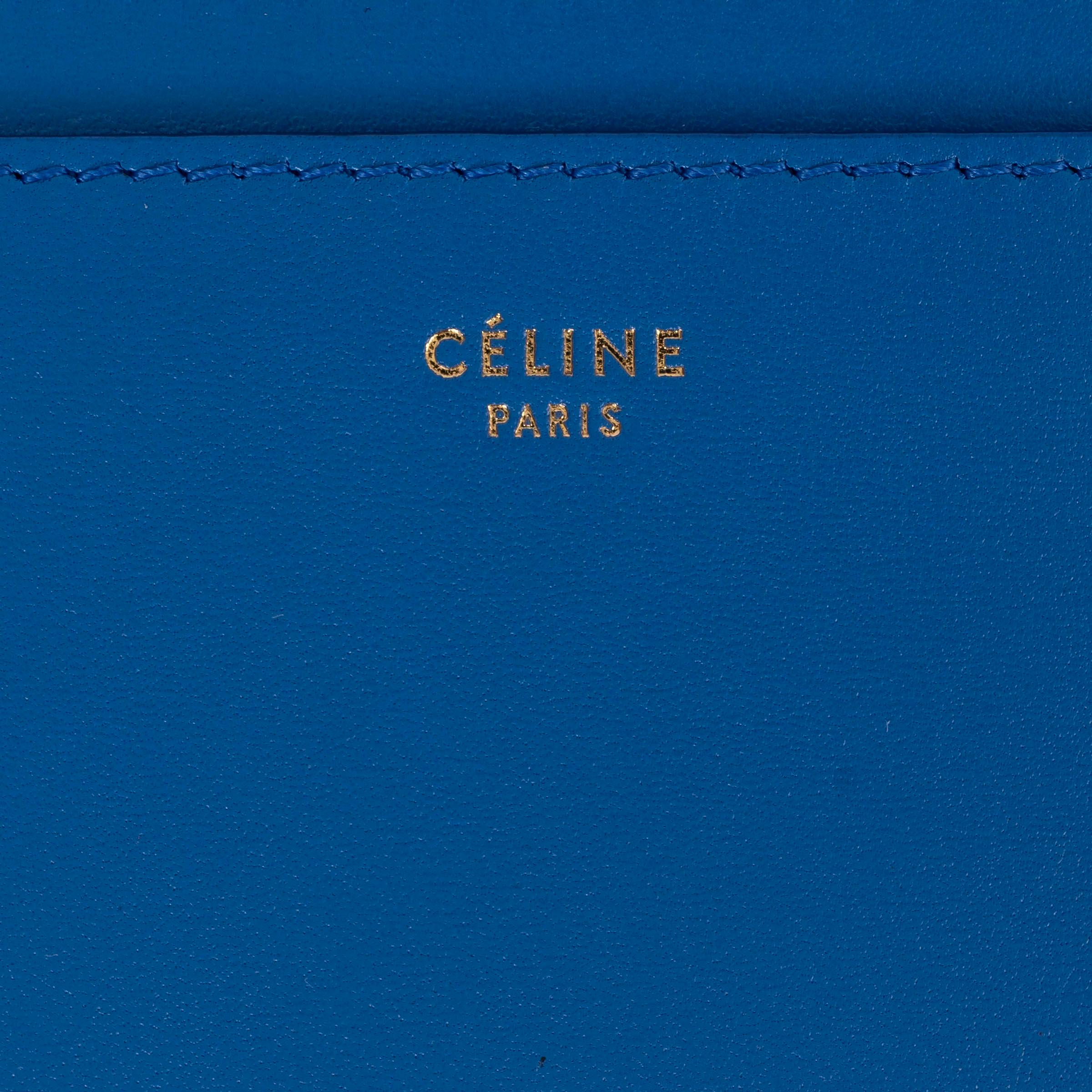CELINE blue leather Credit Card Holder Wallet In New Condition For Sale In Zürich, CH