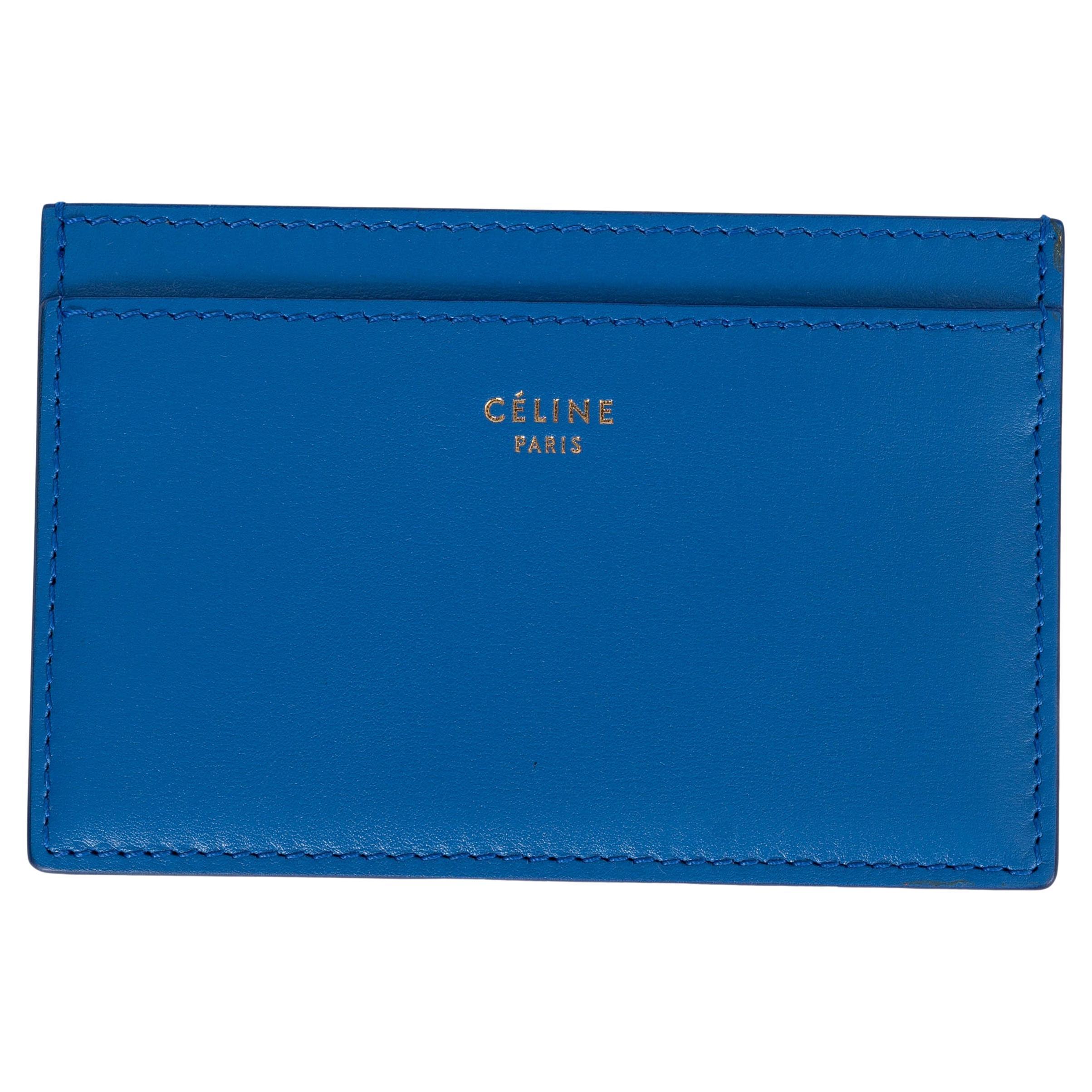 CELINE blue leather Credit Card Holder Wallet