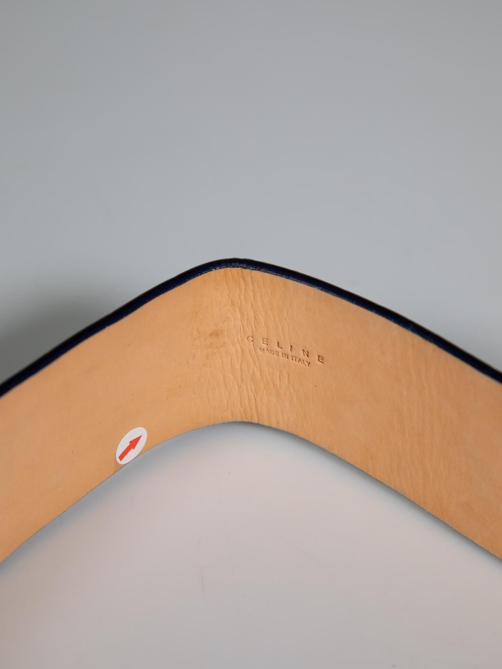 Céline - Ceinture à boucle avec logo en cuir bleu gaufré 2