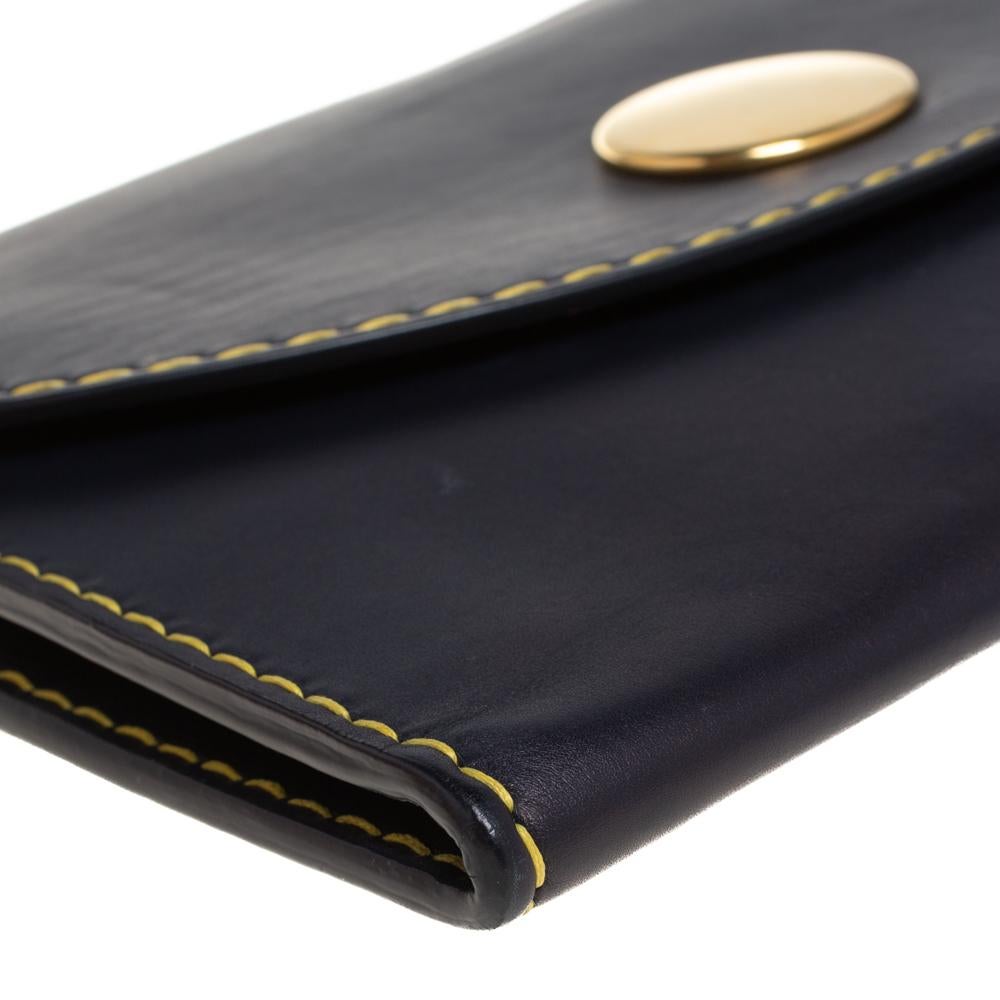 Celine Blue Leather Flap Clutch 3