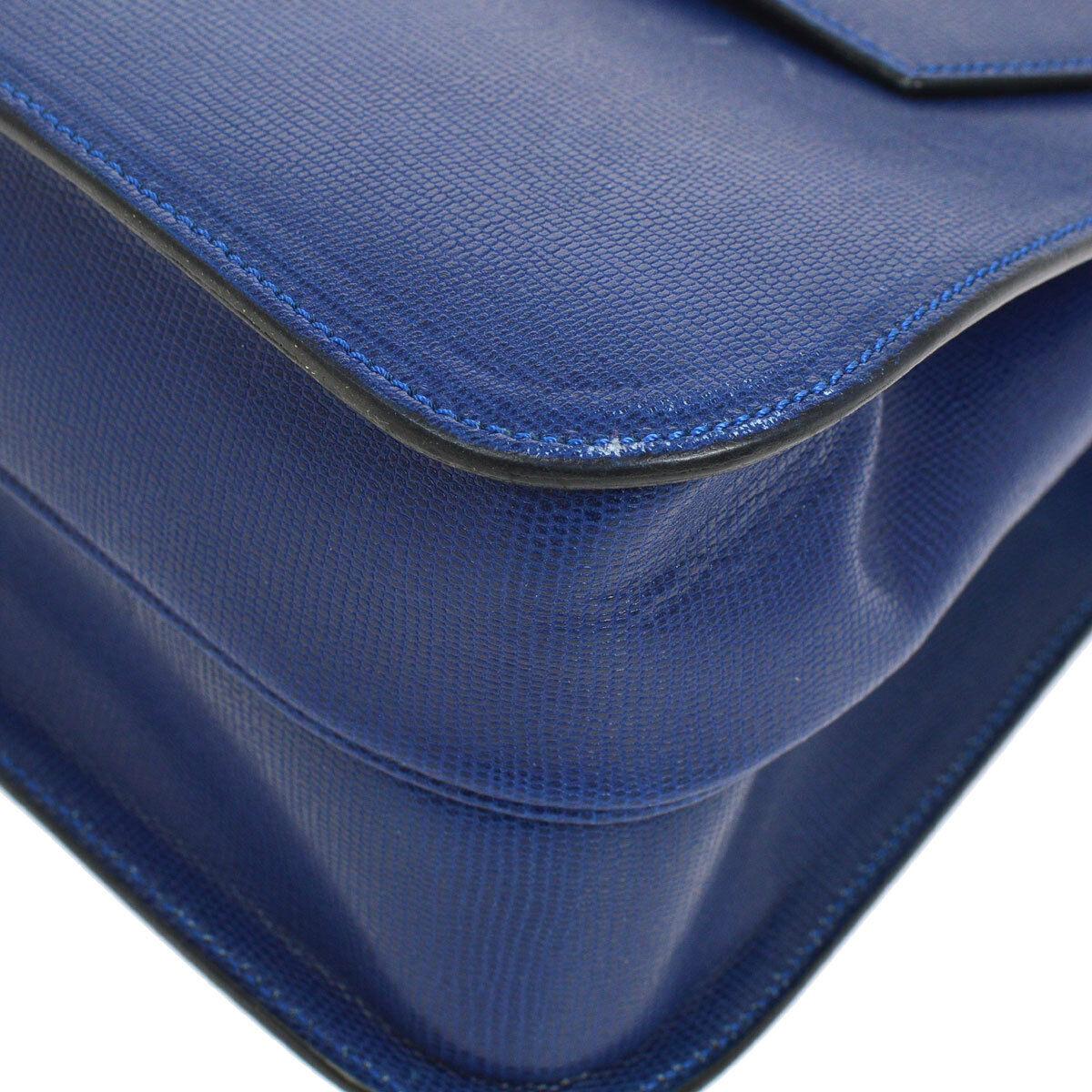 Women's Celine Blue Leather Gold 2 in 1 Kelly Style Top Handle Satchel Shoulder Flap Bag