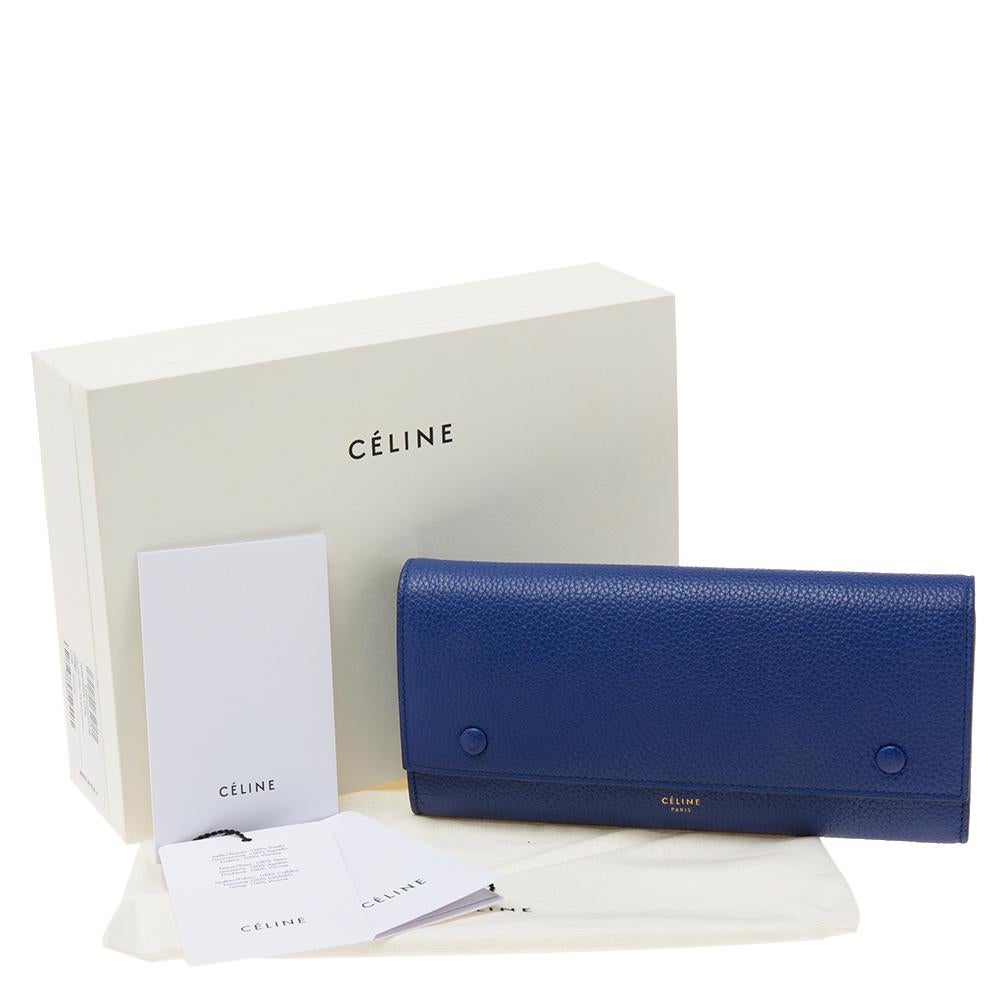 Celine Blue Leather Large Multifunction Flap Wallet 5