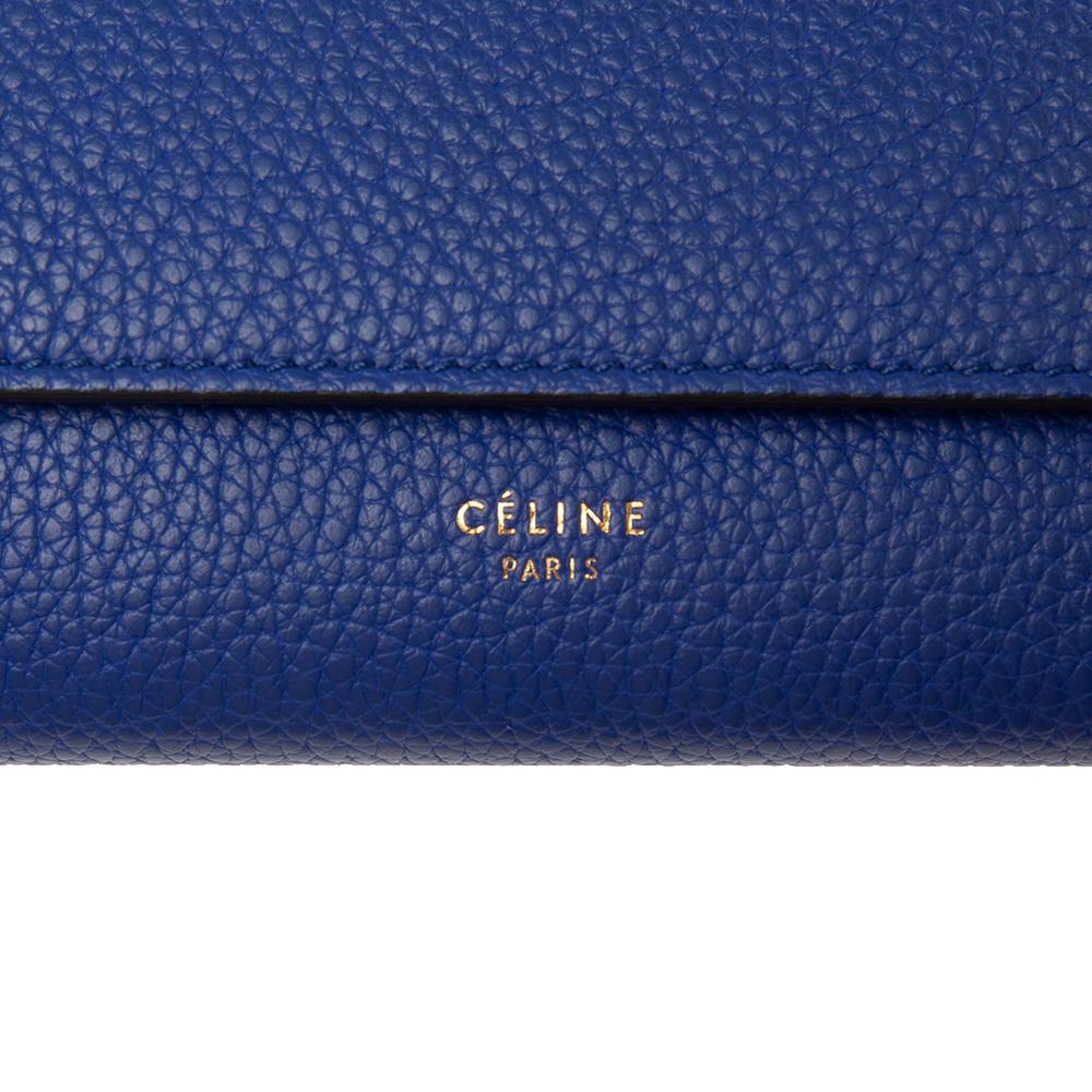 Women's Celine Blue Leather Large Multifunction Flap Wallet
