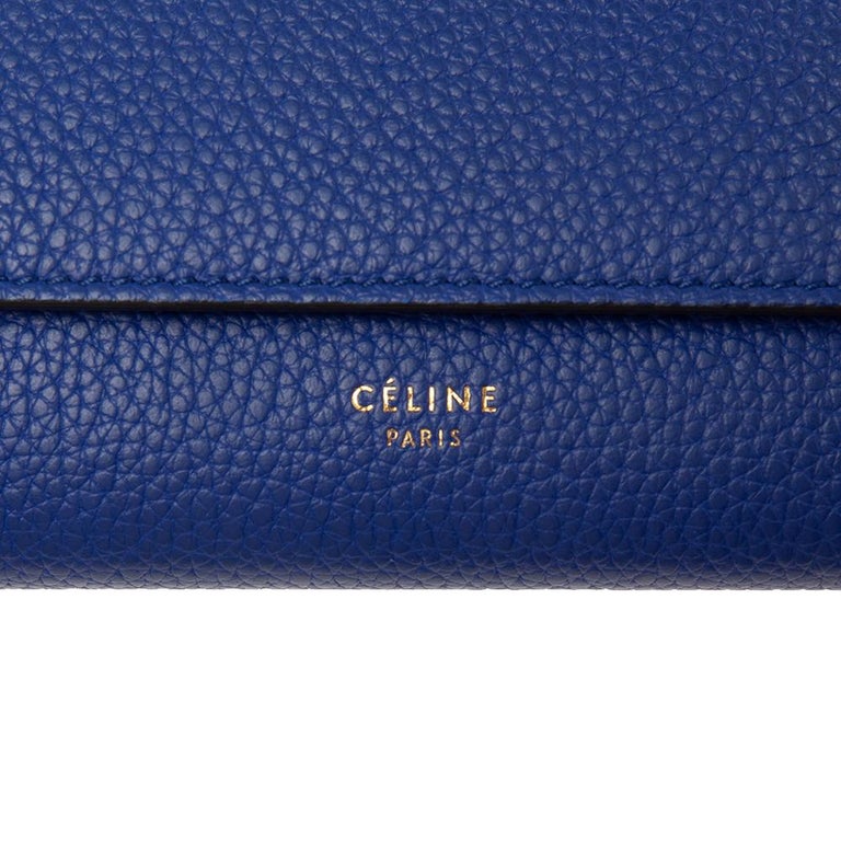 Celine Blue/Beige Calfskin Large Multifunction Snap Wallet For Sale at  1stDibs