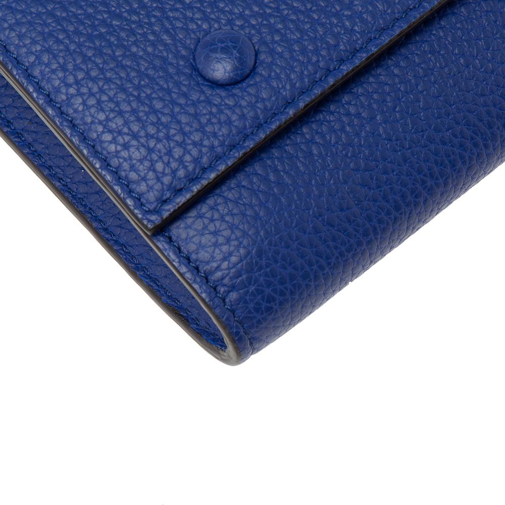 Celine Blue Leather Large Multifunction Flap Wallet 1