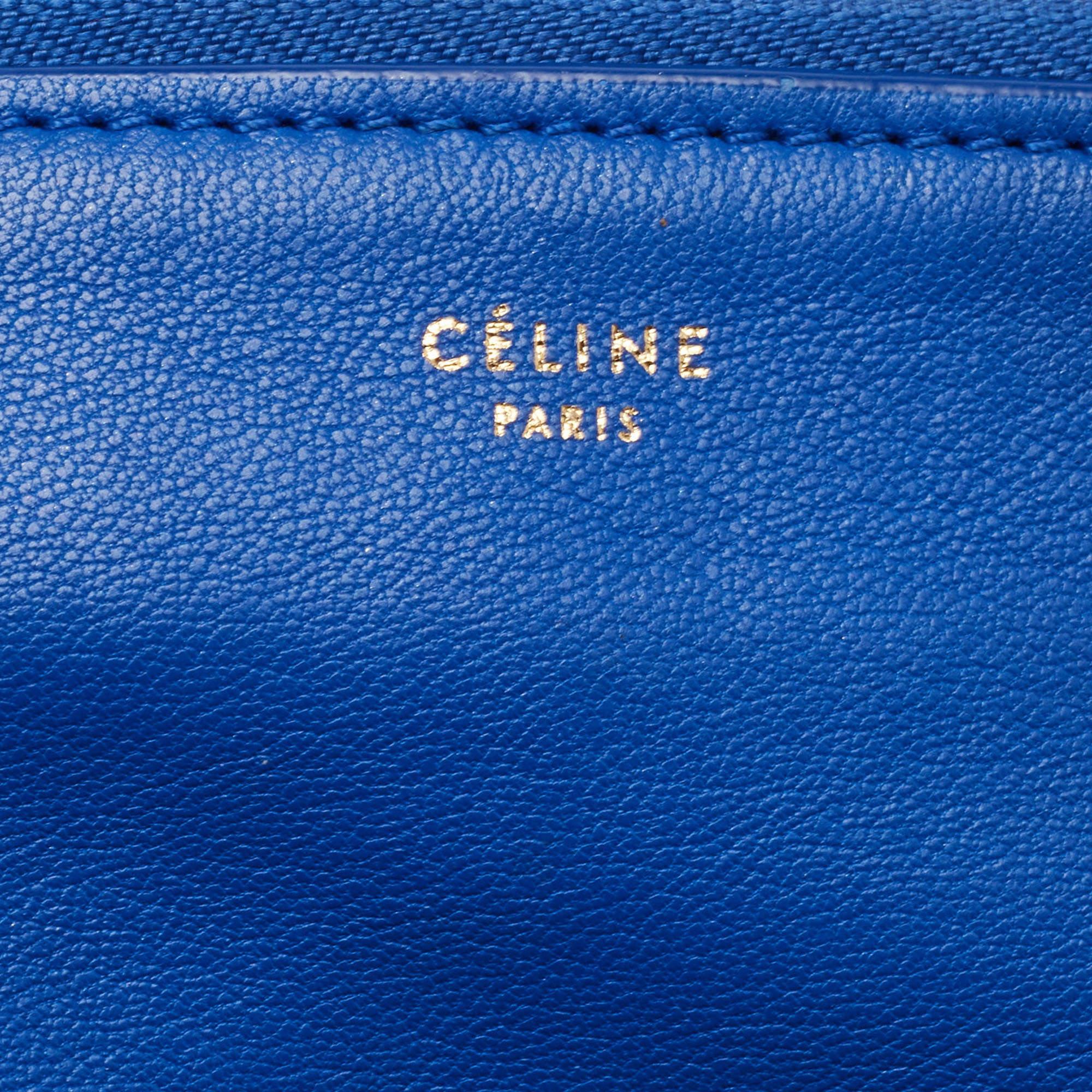 Celine Blue Leather Large Trio Zip Crossbody Bag For Sale 8