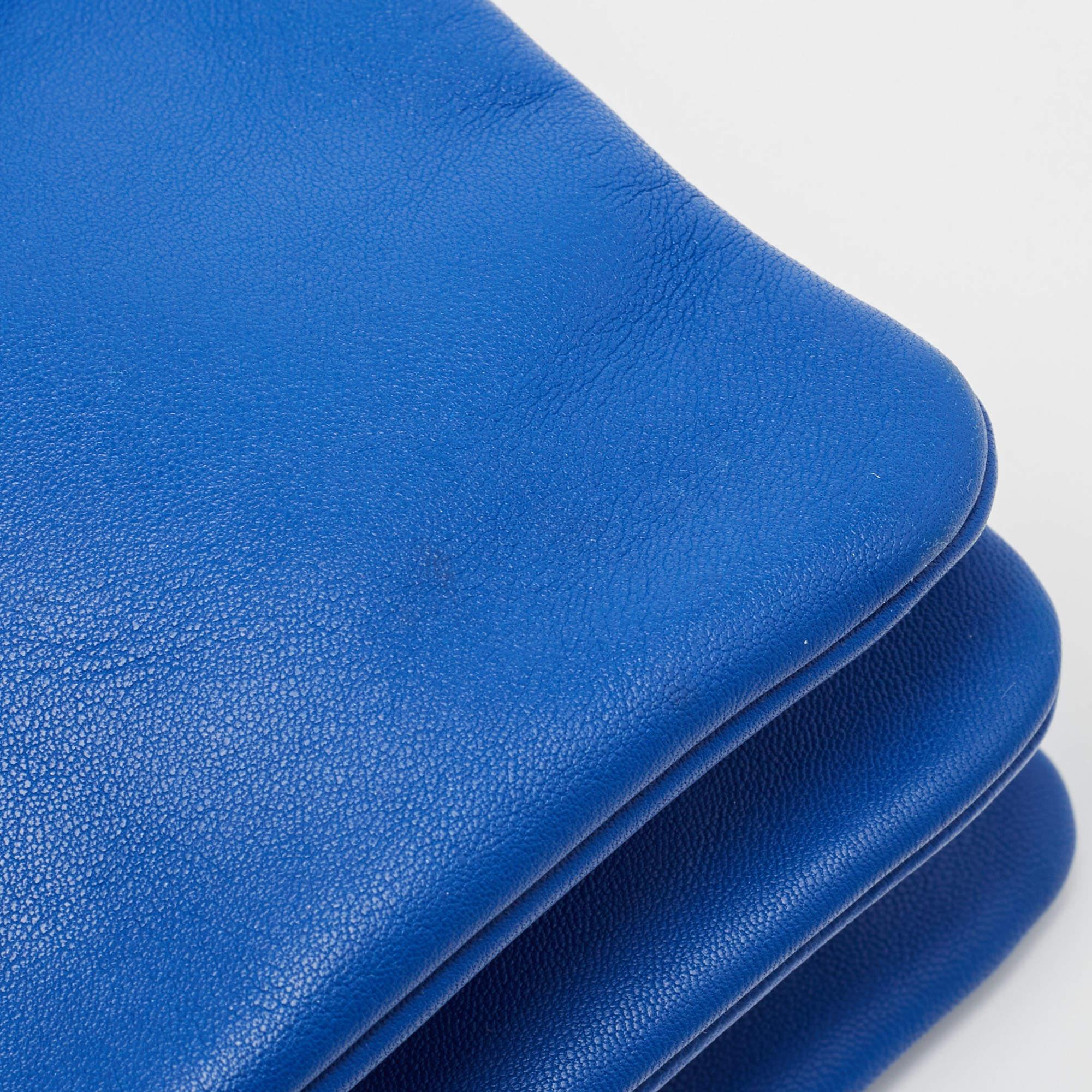 Celine Blue Leather Large Trio Zip Crossbody Bag For Sale 13