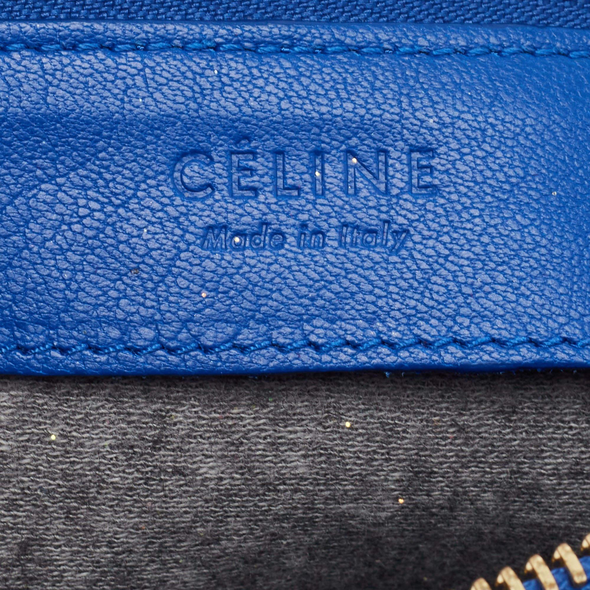 Celine Blue Leather Large Trio Zip Crossbody Bag For Sale 5