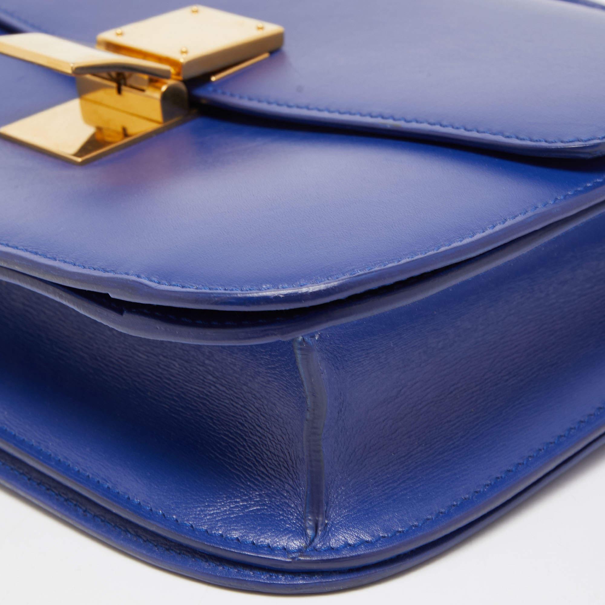 Celine Blue Leather Medium Classic Box Shoulder Bag 6