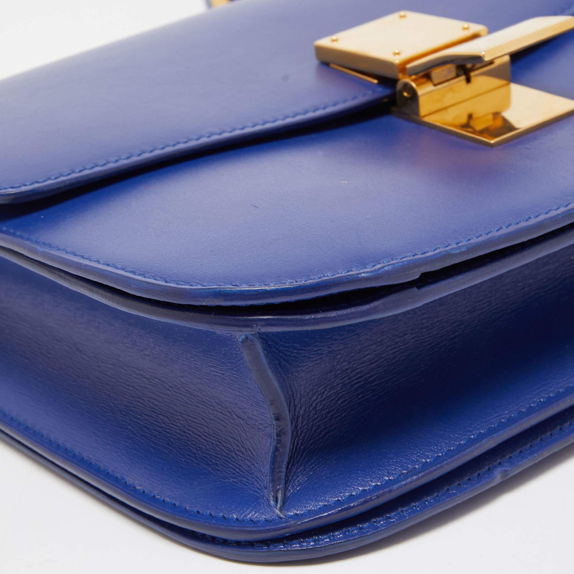 Celine Blue Leather Medium Classic Box Shoulder Bag 7