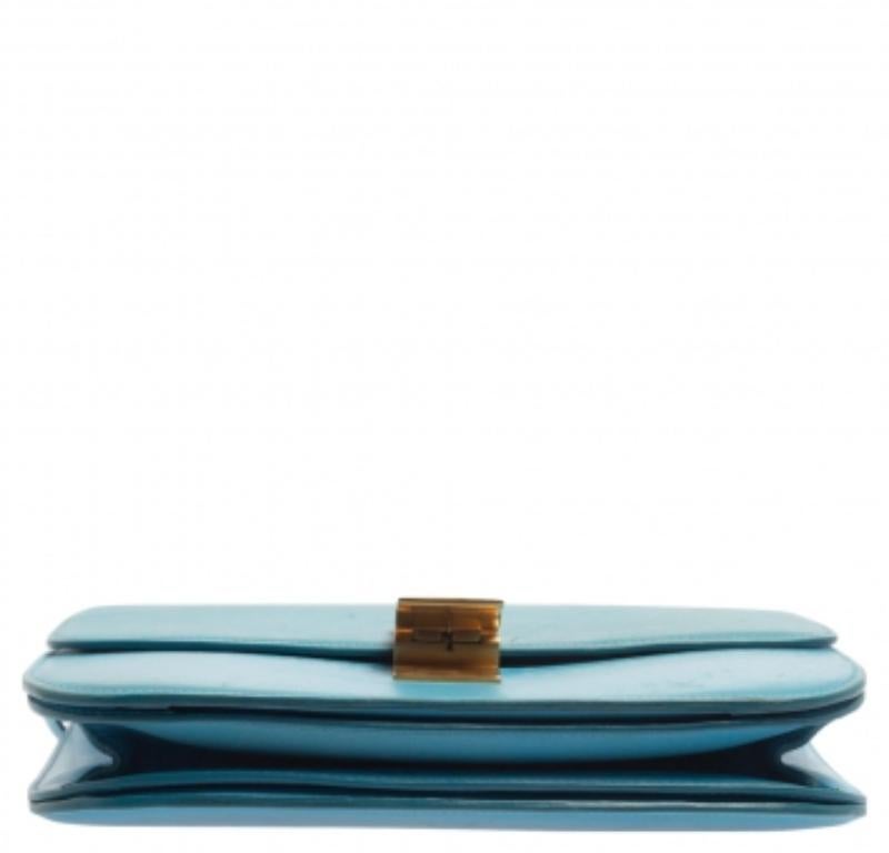 Celine Blue Leather Medium Classic Box Shoulder Bag In Fair Condition In Dubai, Al Qouz 2