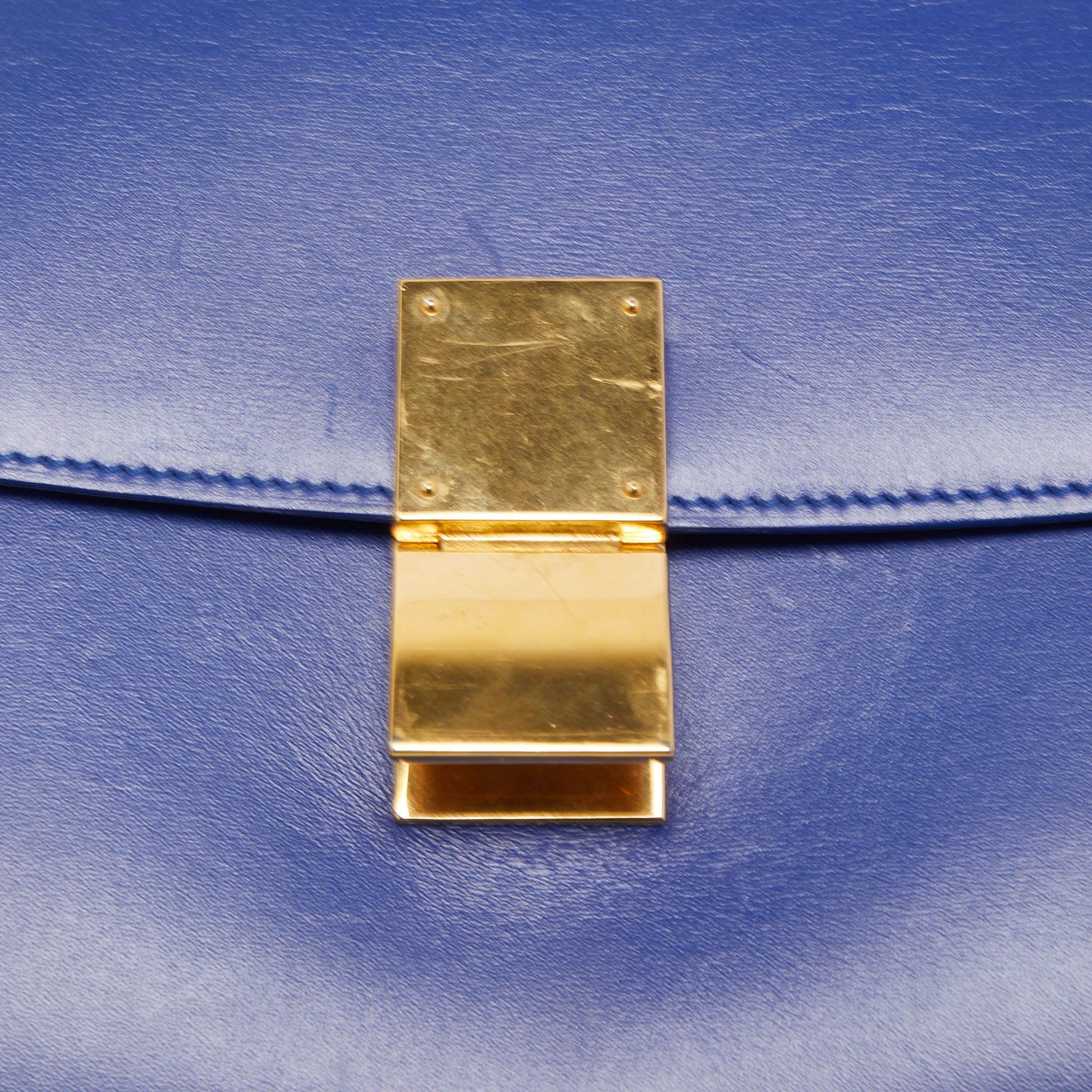 Celine Blue Leather Medium Classic Box Shoulder Bag 5