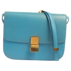 Celine Borsa a tracolla media Classic Leather blu