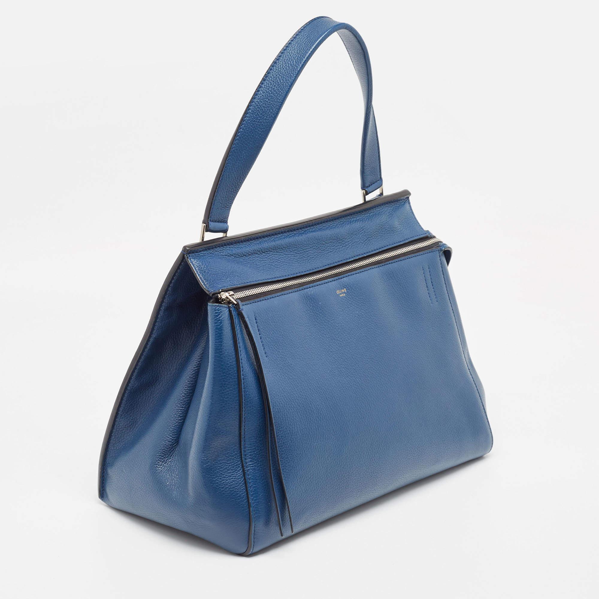 Women's Celine Blue Leather Medium Edge Top Handle Bag