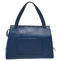 Celine Blaue Ledertasche Medium Edge Top Handle Bag aus Leder