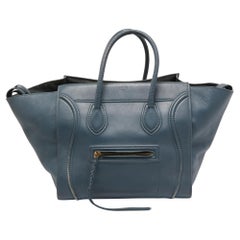 Celine Leather Medium Phantom Luggage Tote bleu