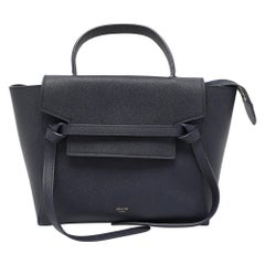 Celine Blue Leather Micro Belt Top Handle Bag