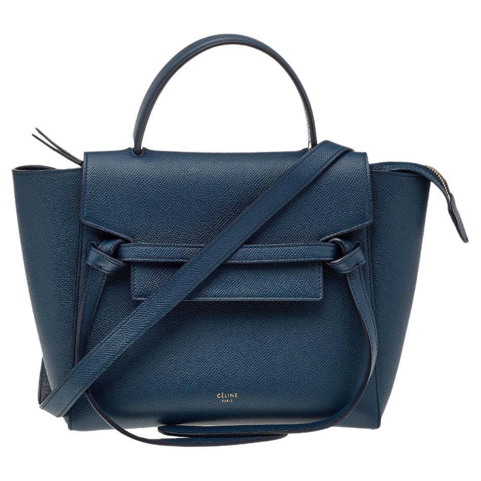 Celine Blau Leder Micro Belt Top Handle Tasche