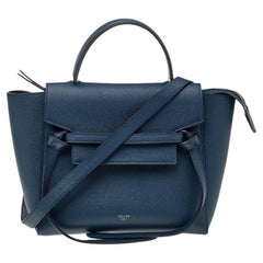 Celine Blue Leather Micro Belt Top Handle Bag