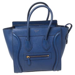 Celine Blue Leather Micro Luggage Tote