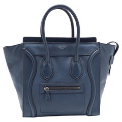 Celine Blue Leather Micro Luggage Tote