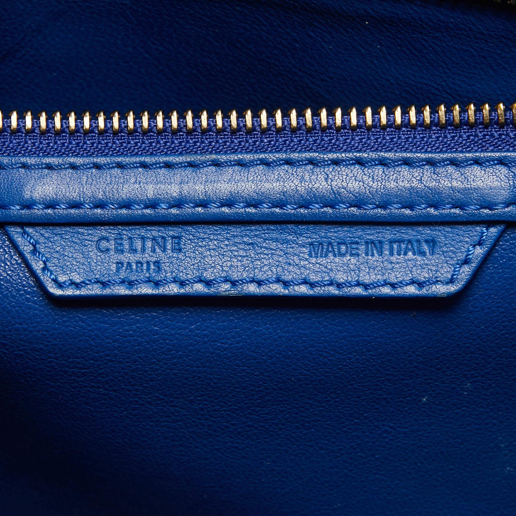 Celine Blue Leather Mini Luggage Tote For Sale 8