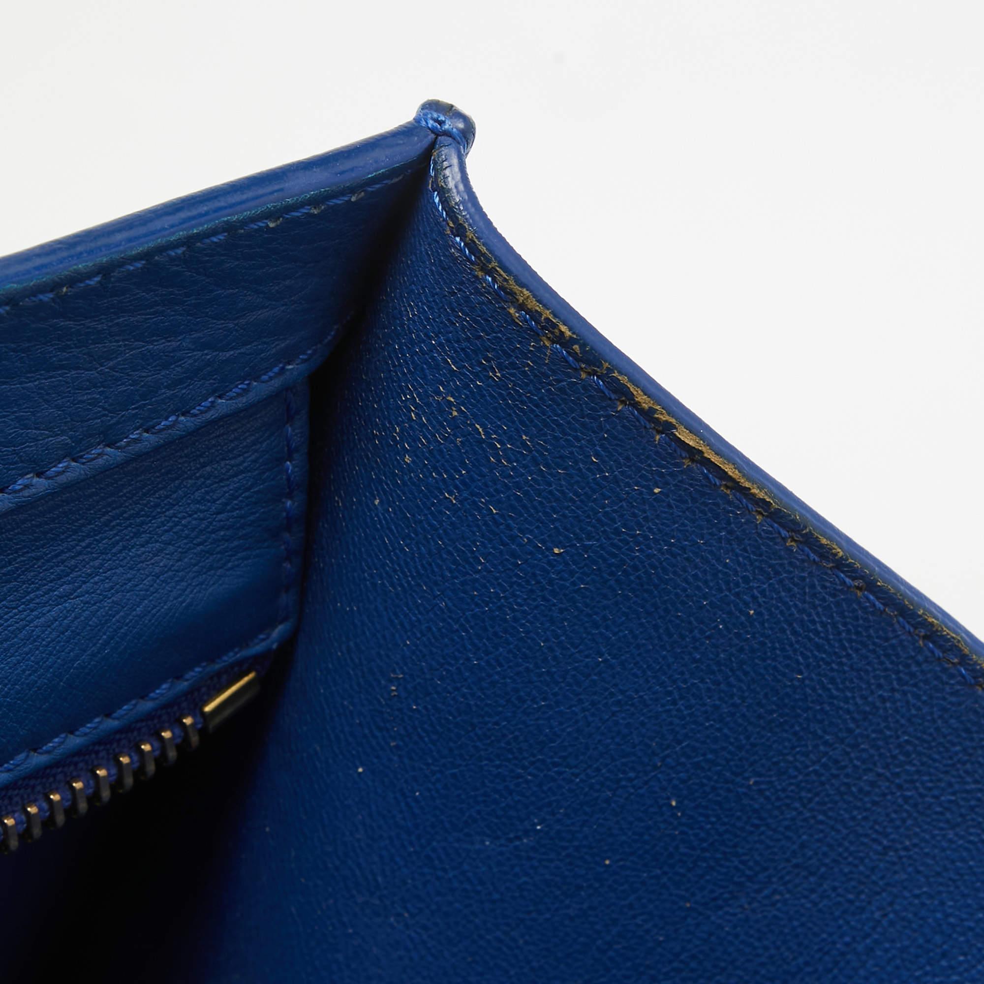 Celine Blue Leather Mini Luggage Tote For Sale 10