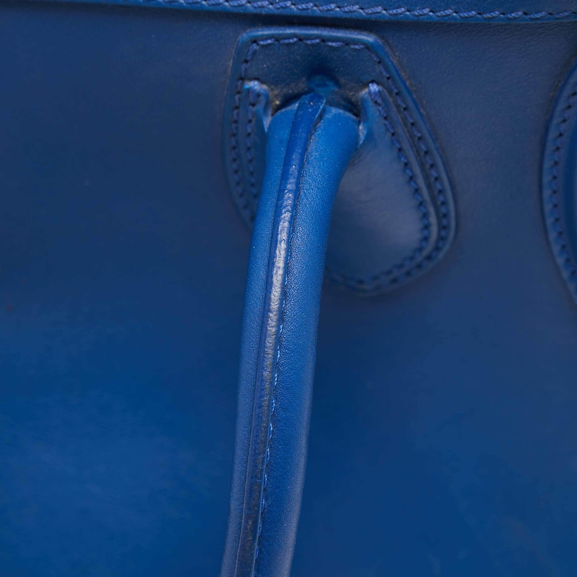 Celine Blue Leather Mini Luggage Tote For Sale 14