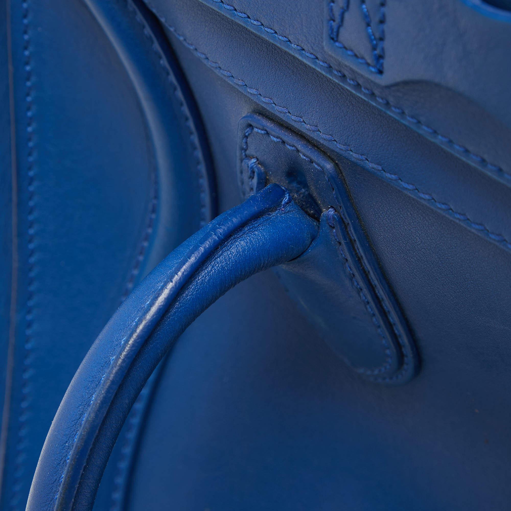 Celine Blue Leather Mini Luggage Tote For Sale 15