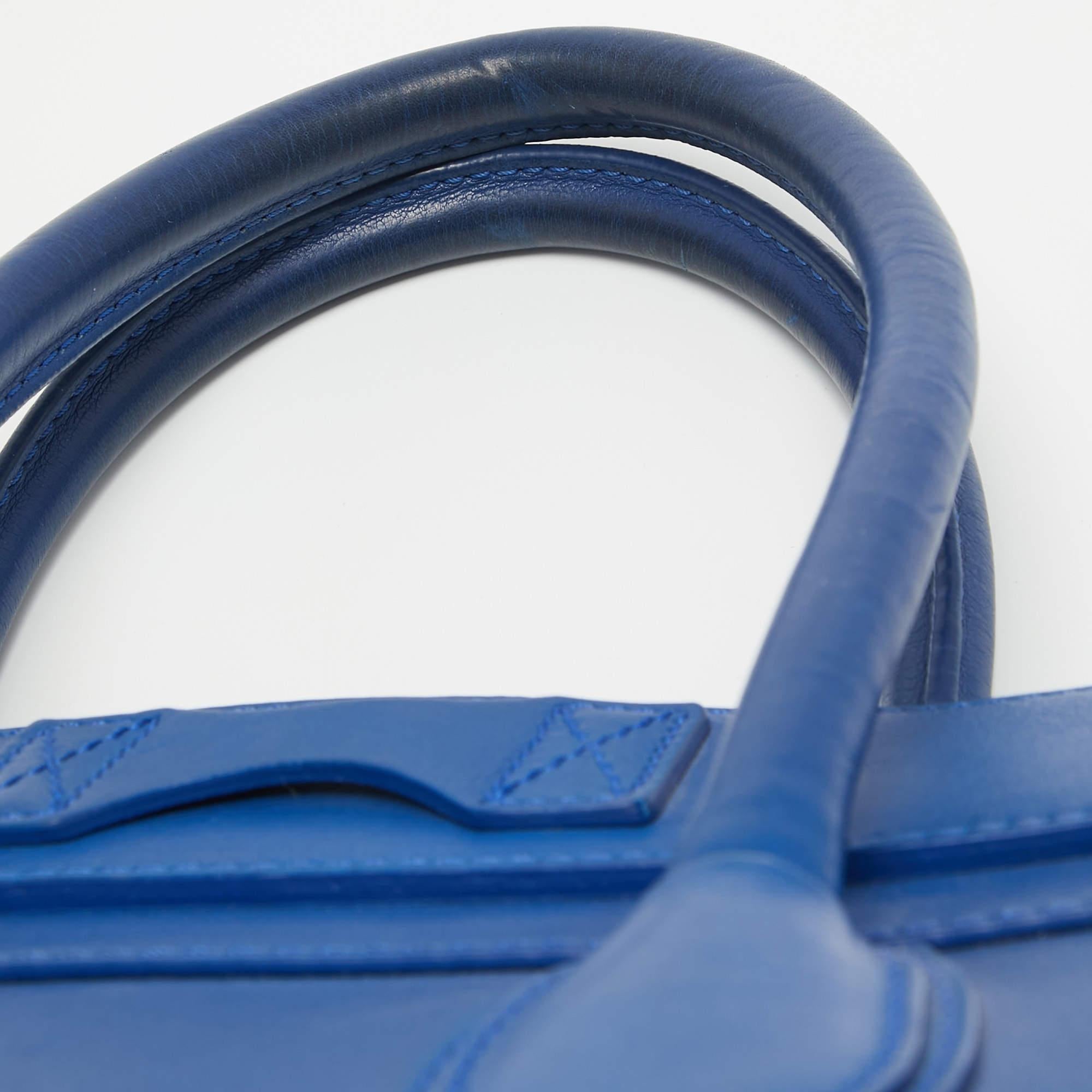 Celine Blue Leather Mini Luggage Tote In Fair Condition For Sale In Dubai, Al Qouz 2