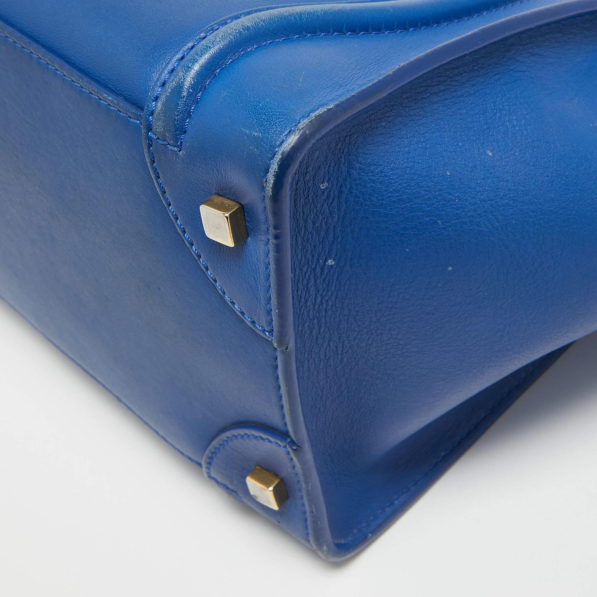 Fourre-tout mini-bagages en cuir bleu de Celine Pour femmes en vente