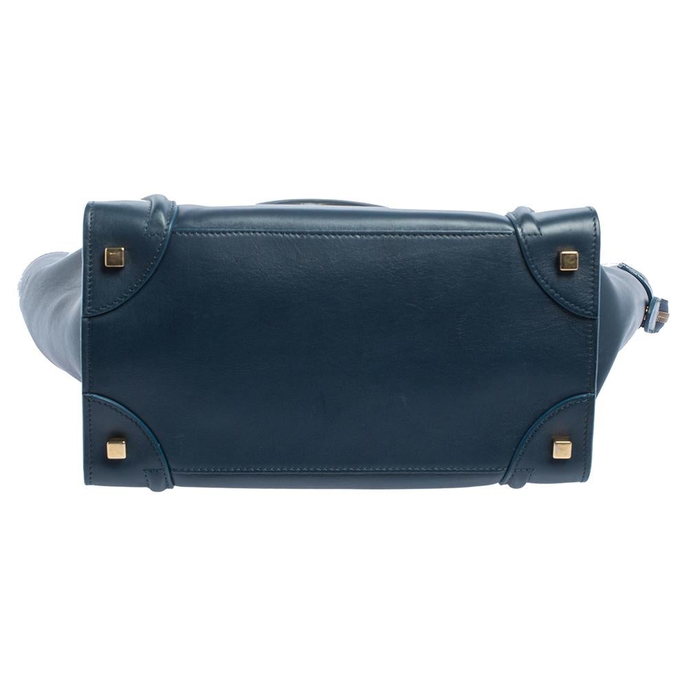 Women's Celine Blue Leather Mini Luggage Tote