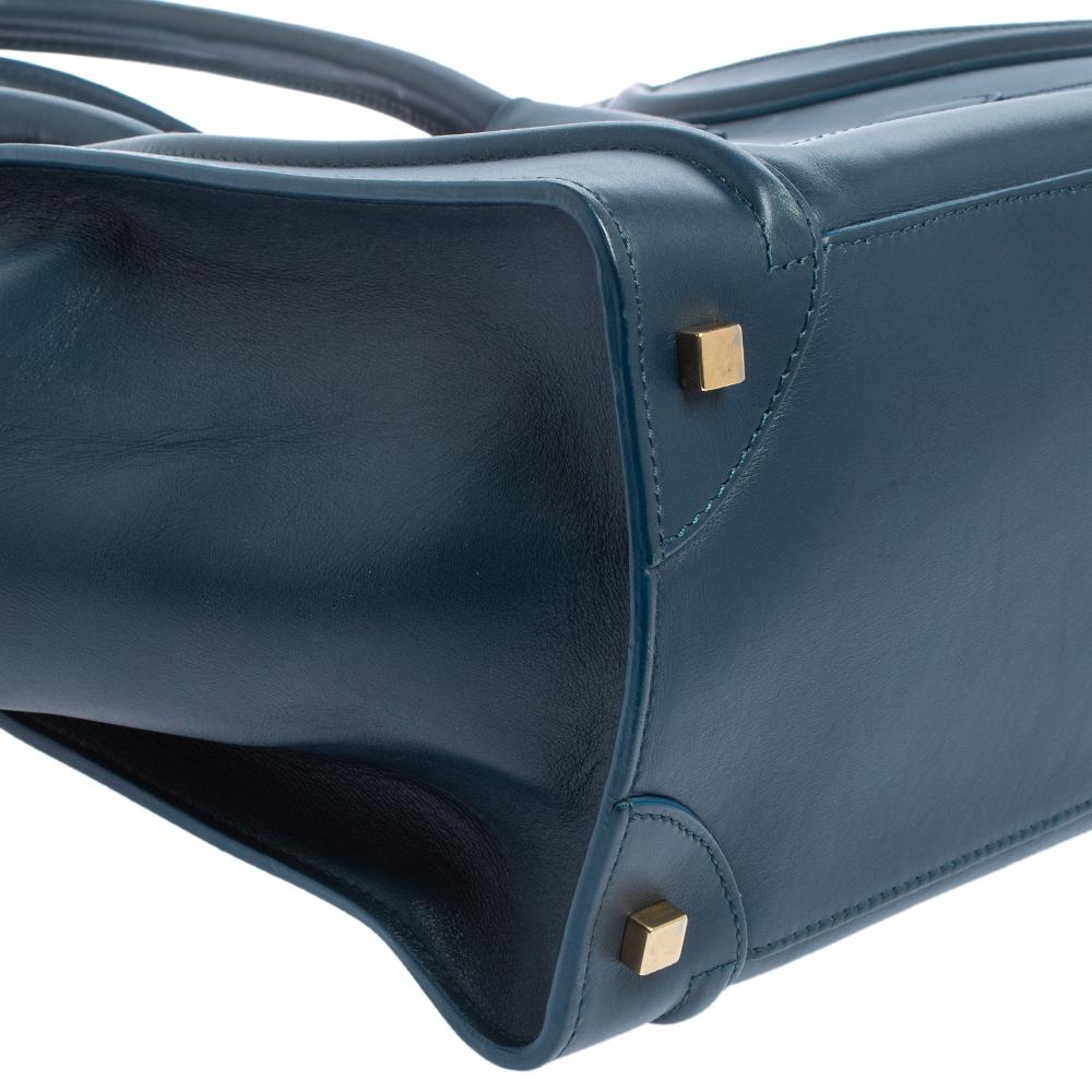 Celine Blue Leather Mini Luggage Tote 1