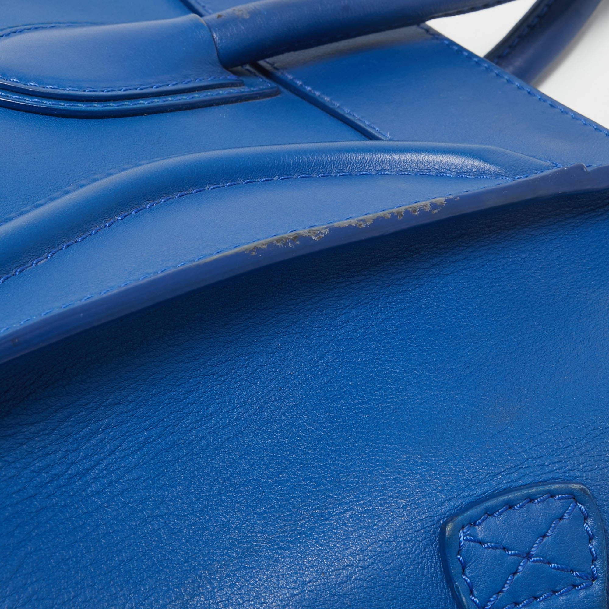Celine Blue Leather Mini Luggage Tote For Sale 3
