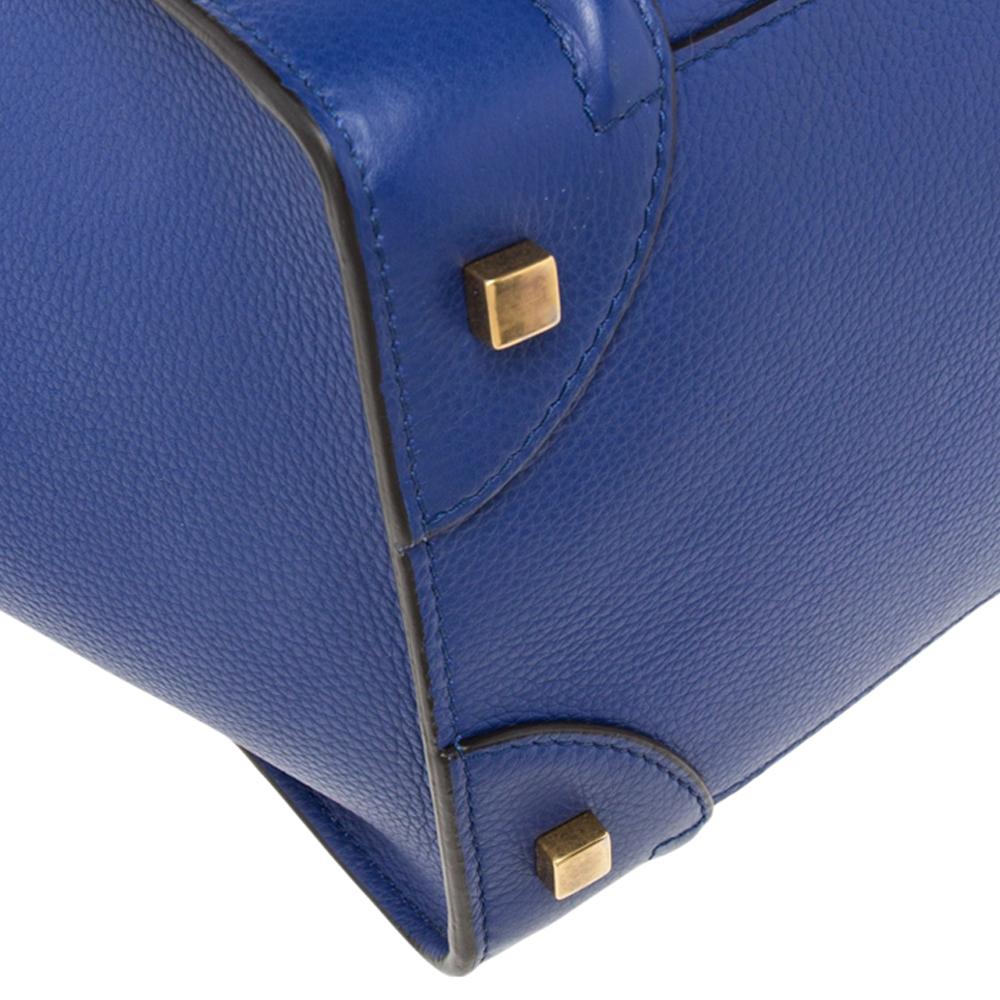 Celine Blue Leather Mini Luggage Tote 2