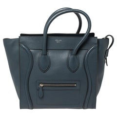 Céline Blue Leather Mini Luggage Tote